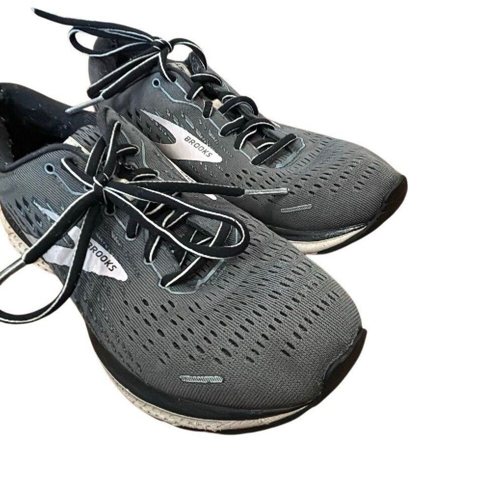 Brooks Ghost Gray/Black Solid Low Top Lace-Up Running Sneakers Mesh Upper size 9 - Picture 2 of 16